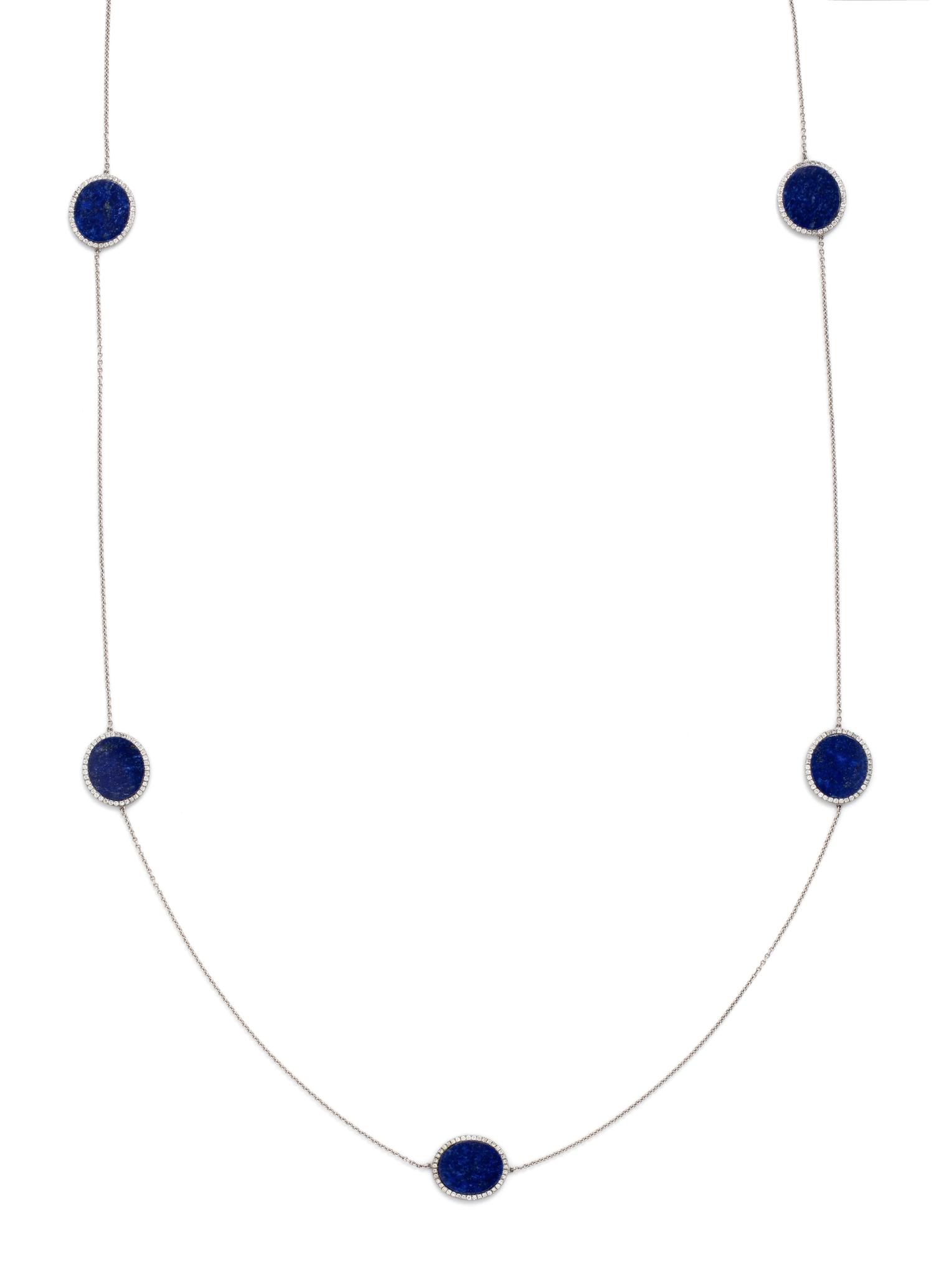 LAPIS LAZULI AND DIAMOND LONGCHAIN NECKLACE
