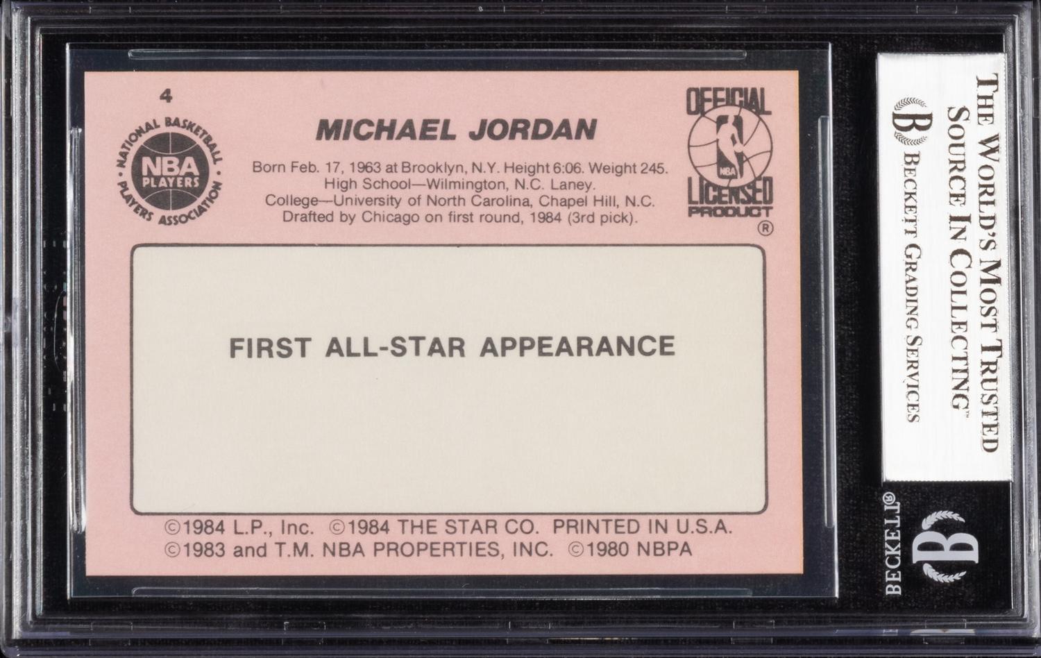 A 1985 Star Crunch N Munch All Stars Michael Jordan Card No. 4 (BGS 8.5 NM-MT+)