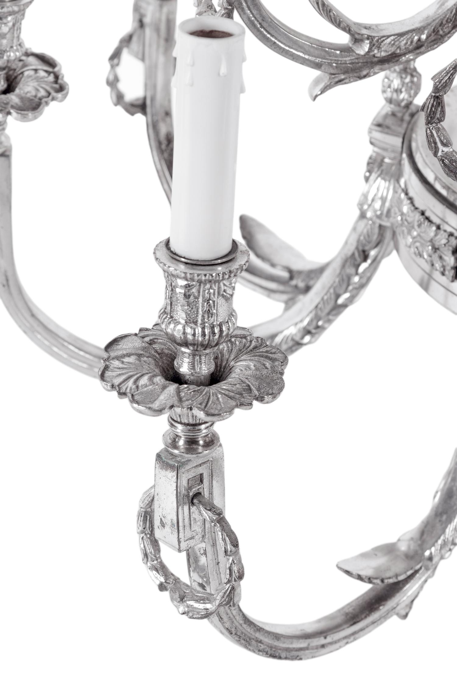 A Silver-Plate Sixteen-Light Chandelier