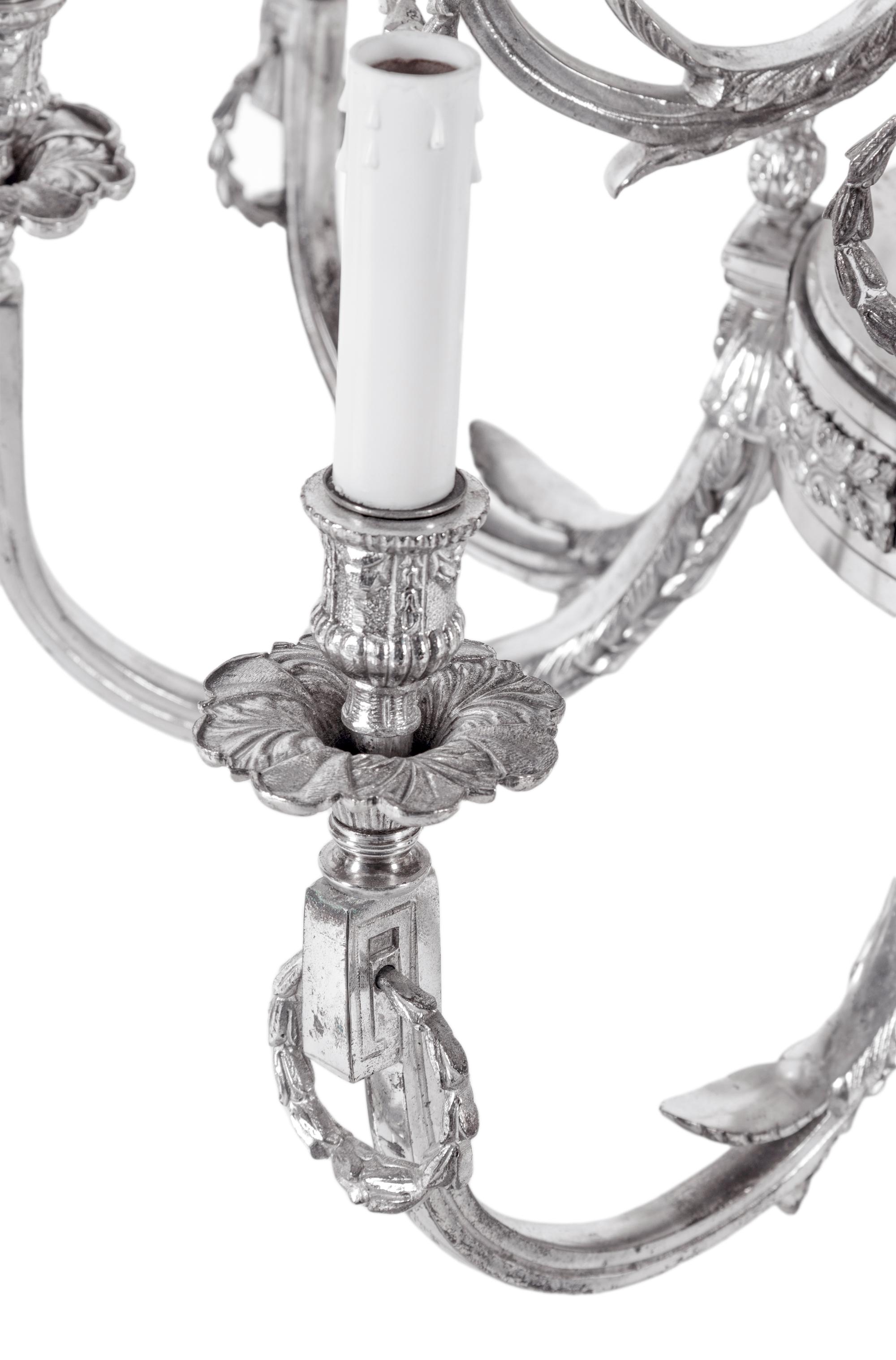 A Silver-Plate Sixteen-Light Chandelier