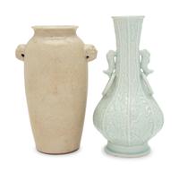 Two Chinese Monochrome Glazed Porcelain Vases