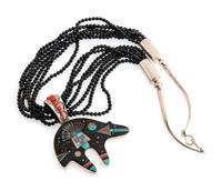 Multi-Strand Necklace, with Mosaic Inlay Bear Pendant