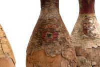 A Set of Twelve Vintage Brunswick Dura-King Red Crown Plastic Coated Wood Bowling Pins