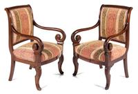 A Pair of Louis Philippe Mahogany Armchairs Height 36 1/2 inches. — 19TH CENTURY