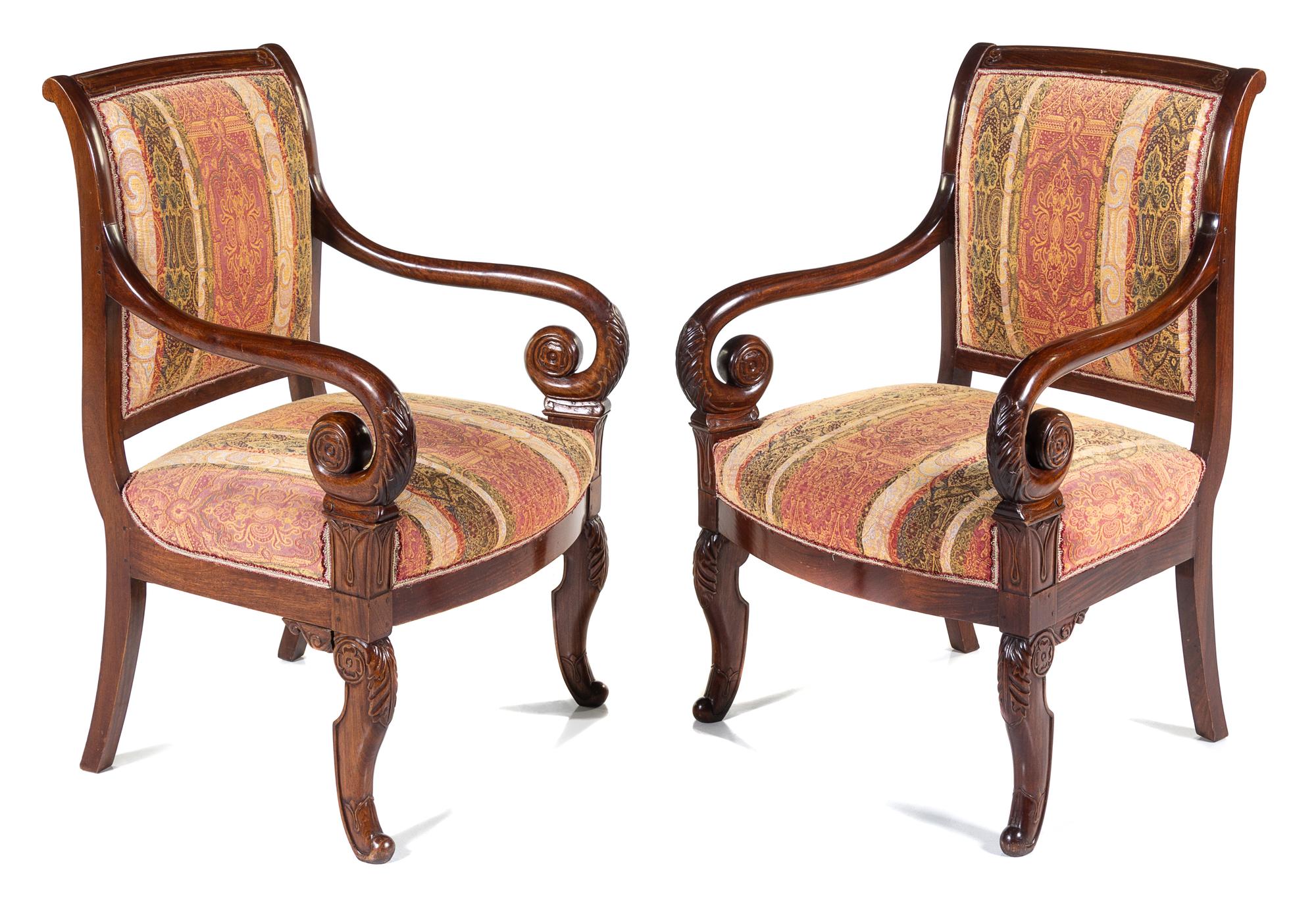 A Pair of Louis Philippe Mahogany Armchairs Height 36 1/2 inches. — 19TH CENTURY