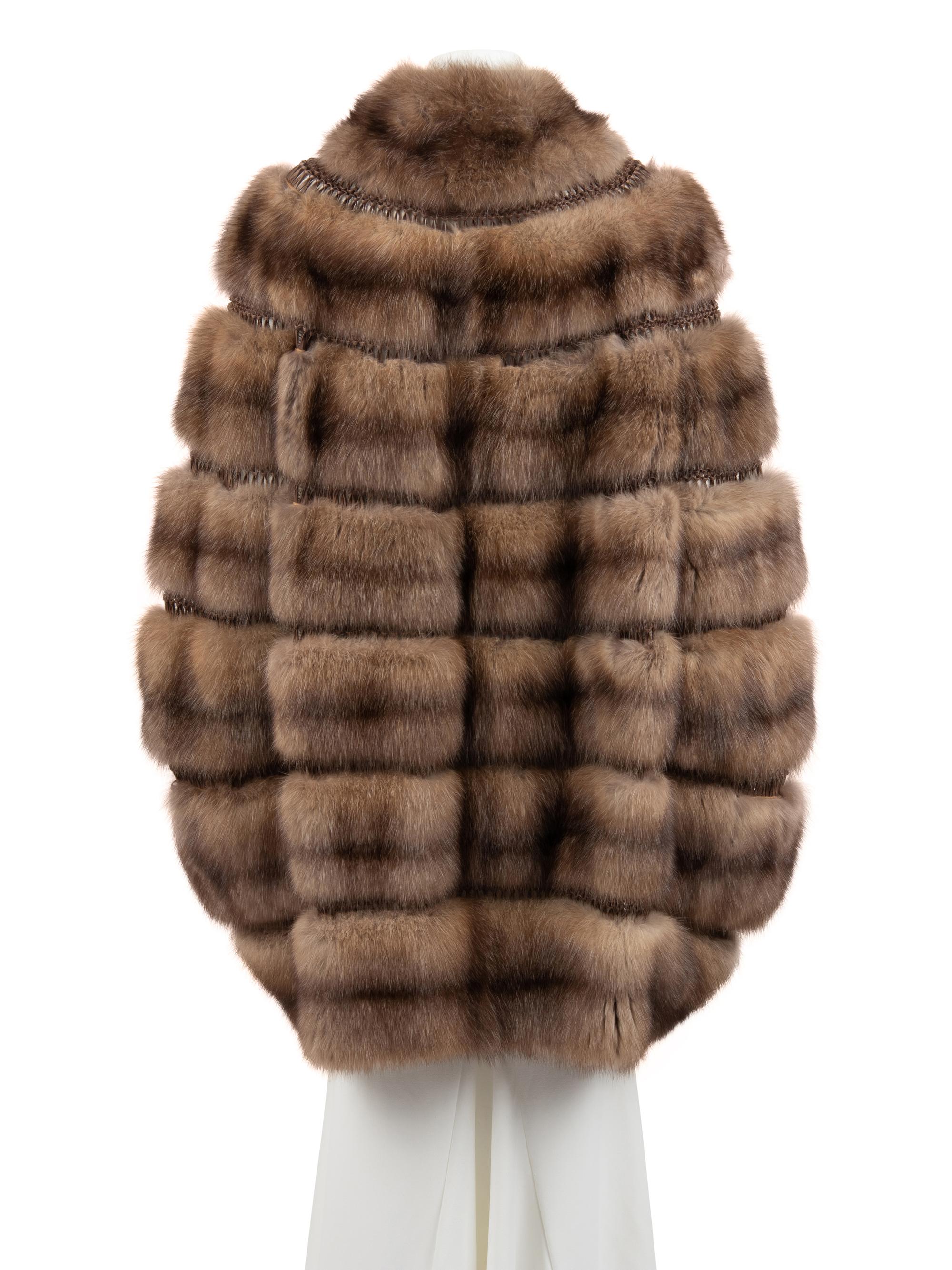 Chado Ralph Rucci Golden Sable and Braided Leather Stroller Coat