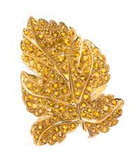 An 18 Karat Yellow Gold and Yellow Sapphire Leaf Brooch, Sabbadini, 14.65 dwts.