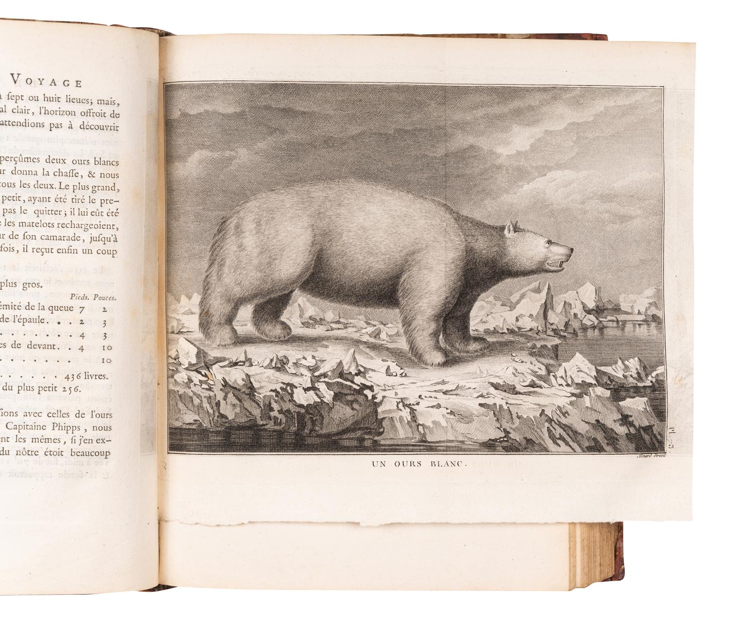 [EXPLORATION -- PACIFIC]. COOK, Capt. James (1728-1779), and Capt. James KING (1750-1784). [Third voyage]. Troisieme voyage de Cook, ou voyage a l'ocean Pacifique... pour faire des decouvertes dans l'hemisphre nord, pour determiner la position & le'tendue de la cote ouest de l'Amerique Septentrionale, sa distance de l'Asie, & resoudre la question du passage au nord. Execute sous la direction des Capitaines Cook, Clerke & Gore, sur les vaisseaux la Resolution & la Decouverte, en 1776, 1777, 1778, 1779 & 1780 . Translated from English into French by Jean Nicholas Demunier. Paris: Hotel de Thou, 1785.
