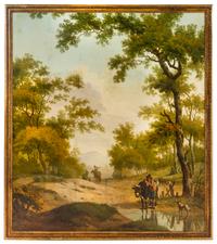 Artist Unknown, (18th/19th Century), Landscape with Travelers Along a Wooded Stream