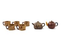 Seven Chinese Yixing Pottery Tea Wares
