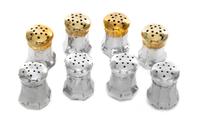 A Set of Eight French Silver Casters, Cartier, Paris, Second Half 20th Century, each of tapering octagonal form, four having gilt tops.