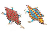 Pair of Plains Beaded Turtle Umbilical Fetishes Length of each 6 inches — Circa 1890