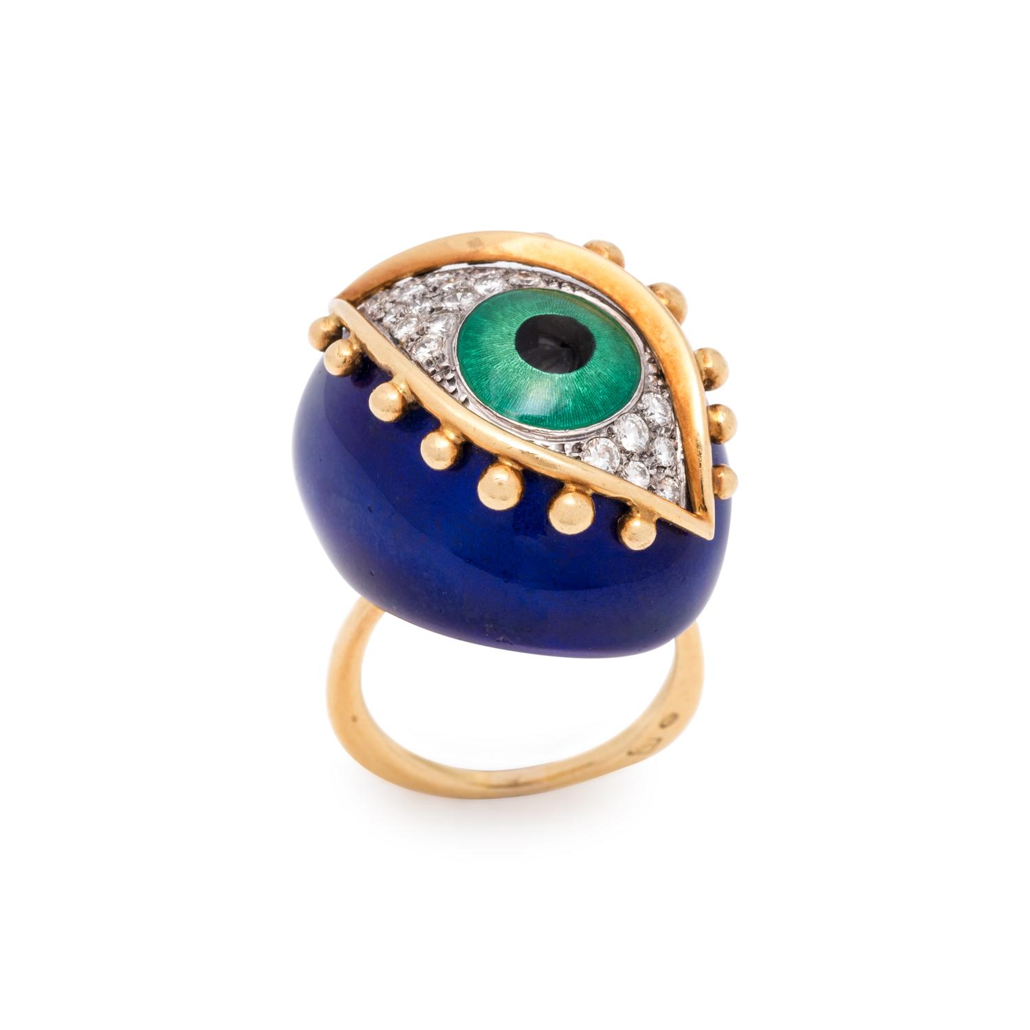 SURREALIST, DIAMOND AND ENAMEL EYE RING