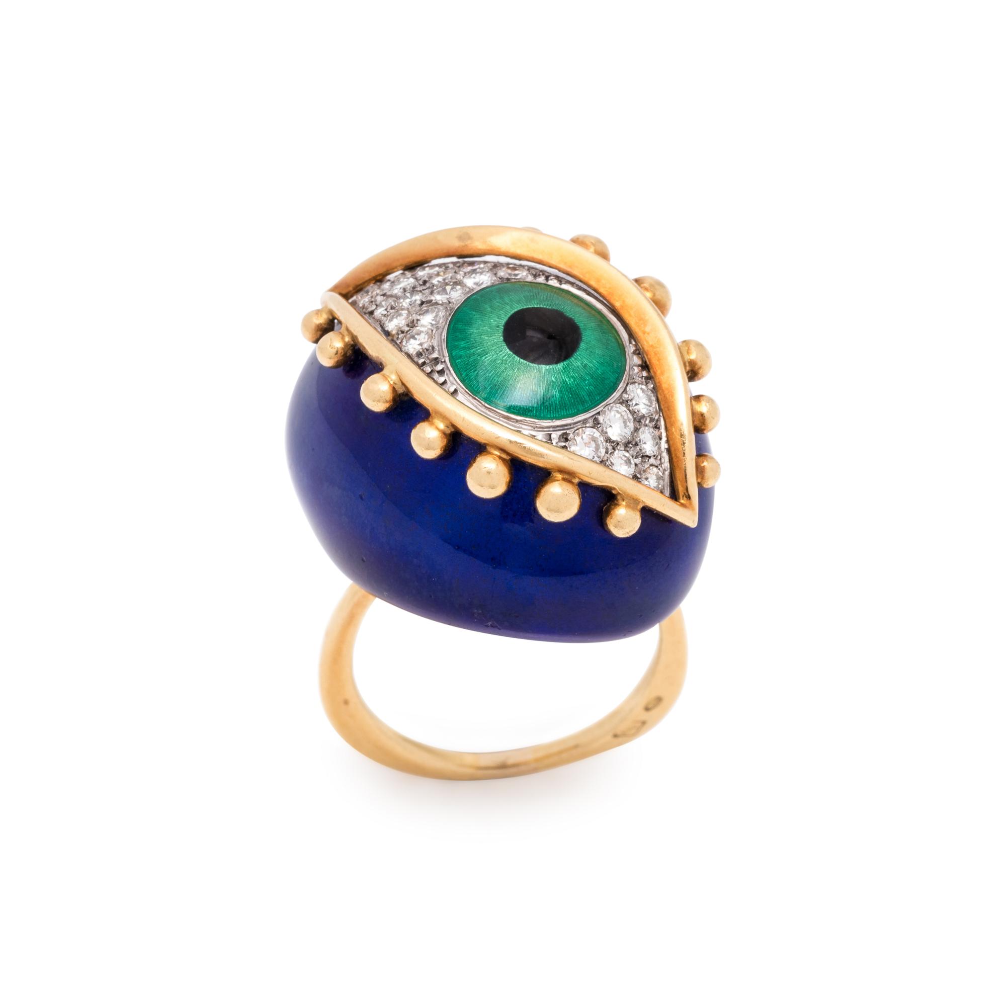 SURREALIST, DIAMOND AND ENAMEL EYE RING