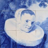 A Delft Tile Mosaic After Frans Hals 70.5" W x 4" D x 64.5" H — Netherlands, 19th Century