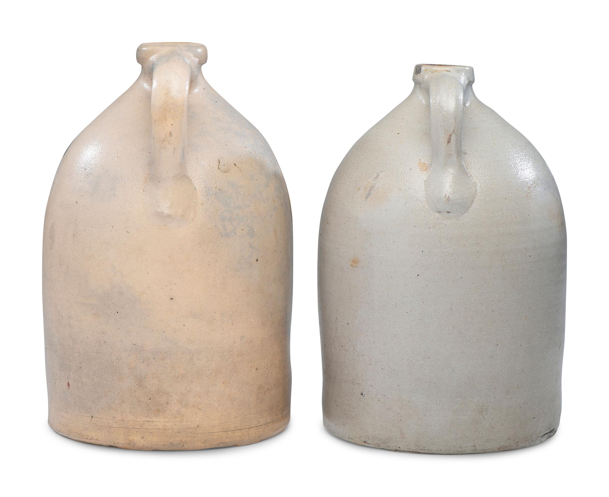 Two Two-Gallon Cobalt-Decorated Stoneware Jugs