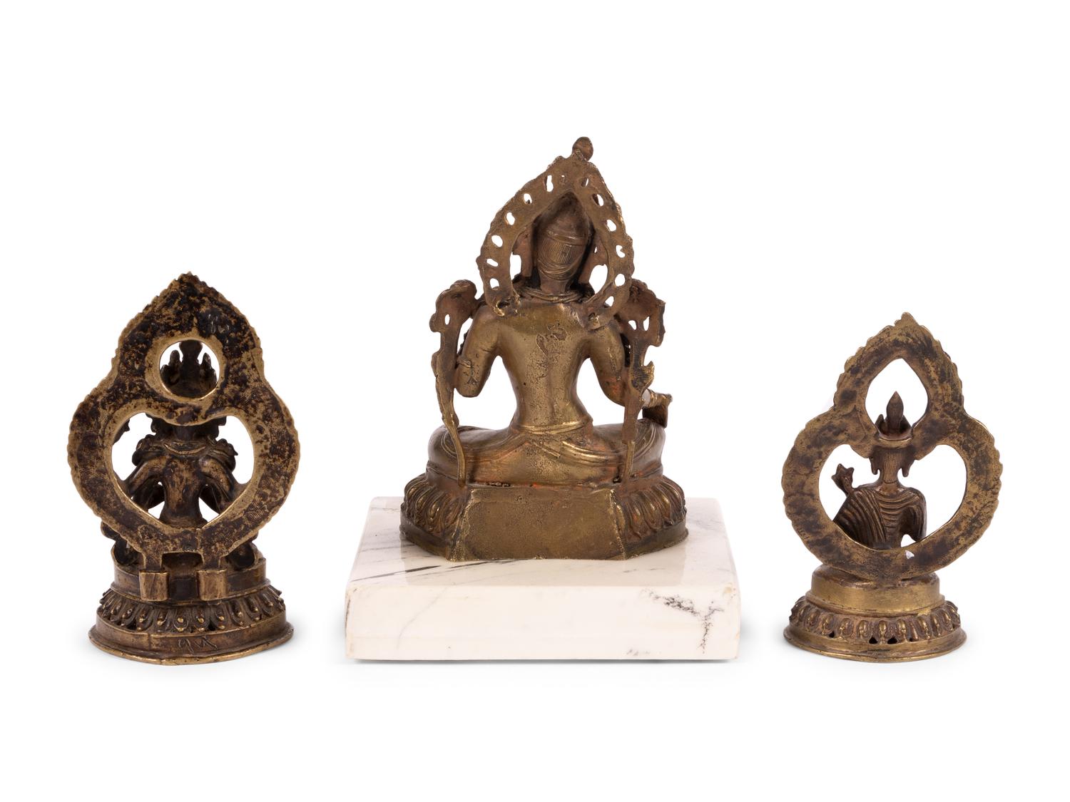 Three Sino-Tibetan and Nepalese Gilt Bronze Figures of Bodhisattva