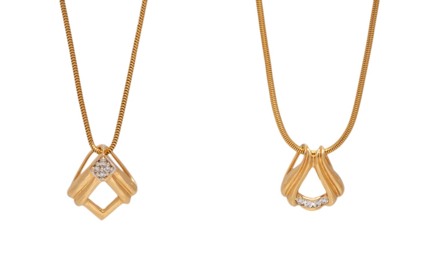 COLLECTION OF YELLOW GOLD AND DIAMOND PENDANT/NECKLACES