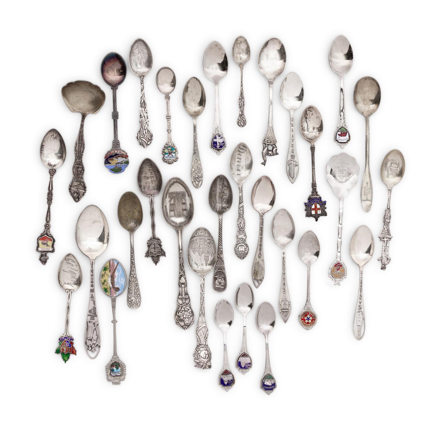 A Collection of Thirty-One Souvenir Spoons