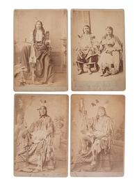 CHOATE, John N. (1848-1902), photographer. Four cabinet cards of identified Native American chiefs, incl. Ouray and American Horse. Ca 1879-1880.