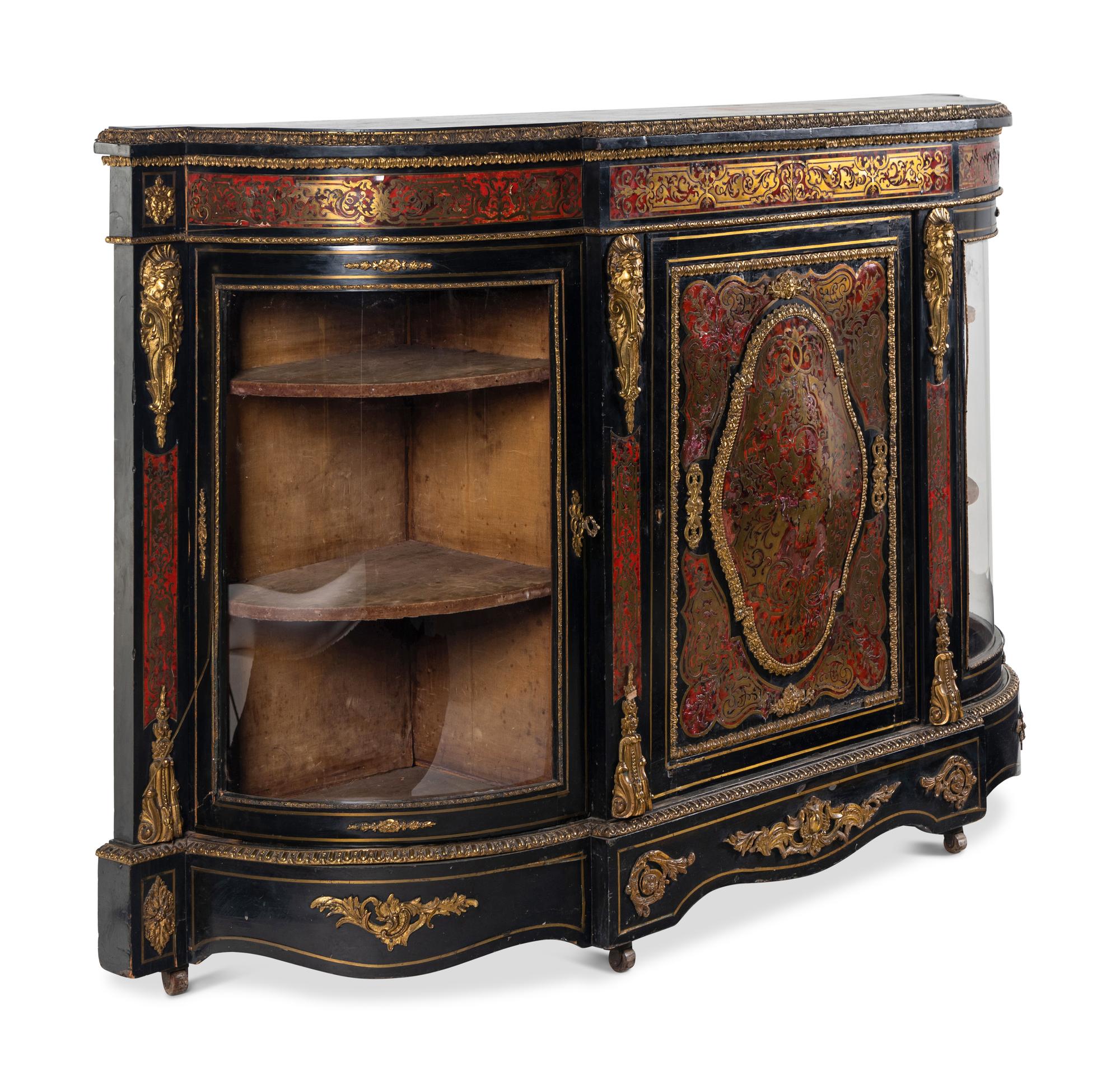 A Napoleon III Gilt Bronze Mounted Boulle Marquetry Console Cabinet