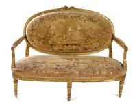 A Louis XVI Style Giltwood Settee Height 45 x width 63 x depth 24 5/8 inches. — LATE 19TH CENTURY