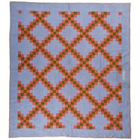 A Double Irish Chain Quilt with a Blue Ground