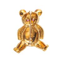 TIFFANY & CO., YELLOW GOLD, DIAMOND AND RUBY TEDDY BEAR BROOCH