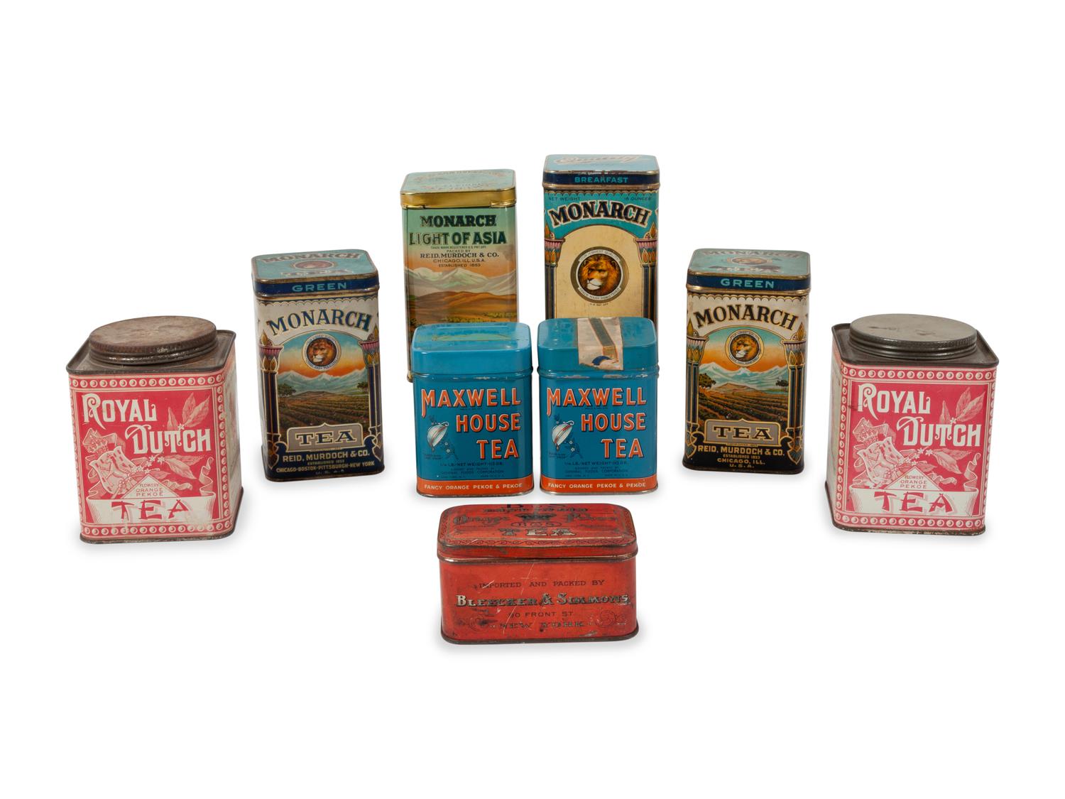 A Group of Advertising Tea Tins