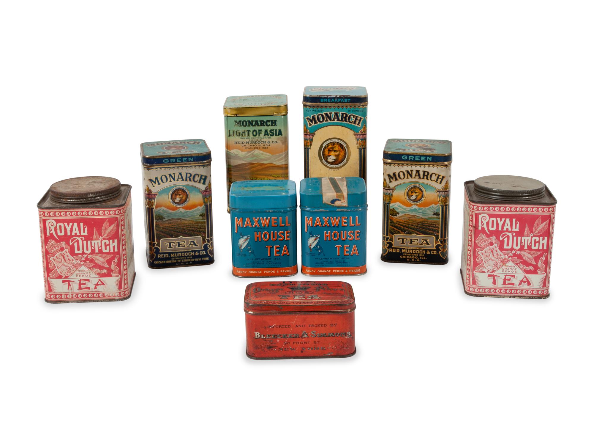 A Group of Advertising Tea Tins