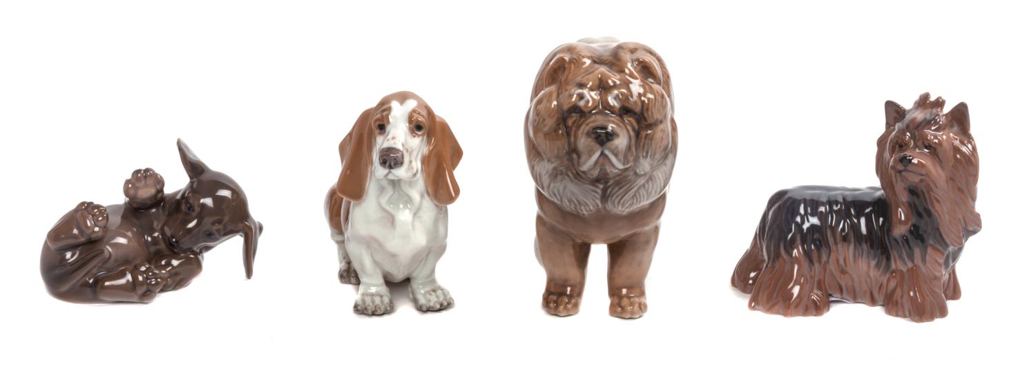 A Group of Four Royal Copenhagen Porcelain Figures Width of widest 6 3/4 inches. — 20TH CENTURY