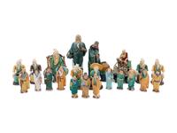 A Group of Chinese Sancai Glazed Pottery Figures