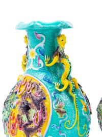 Four Chinese Carved Porcelain Vases