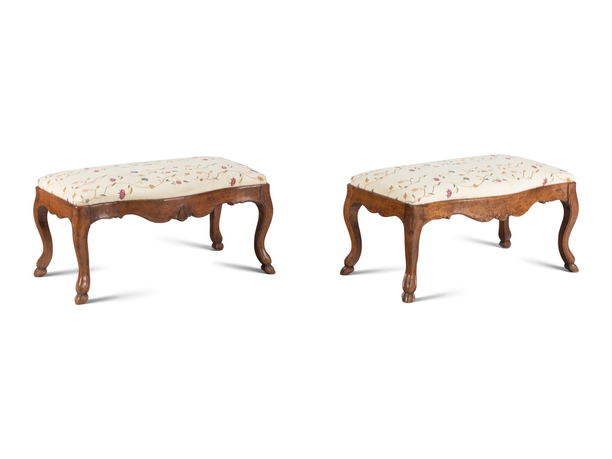 Italian Rococo Style Serpentine Front Benches