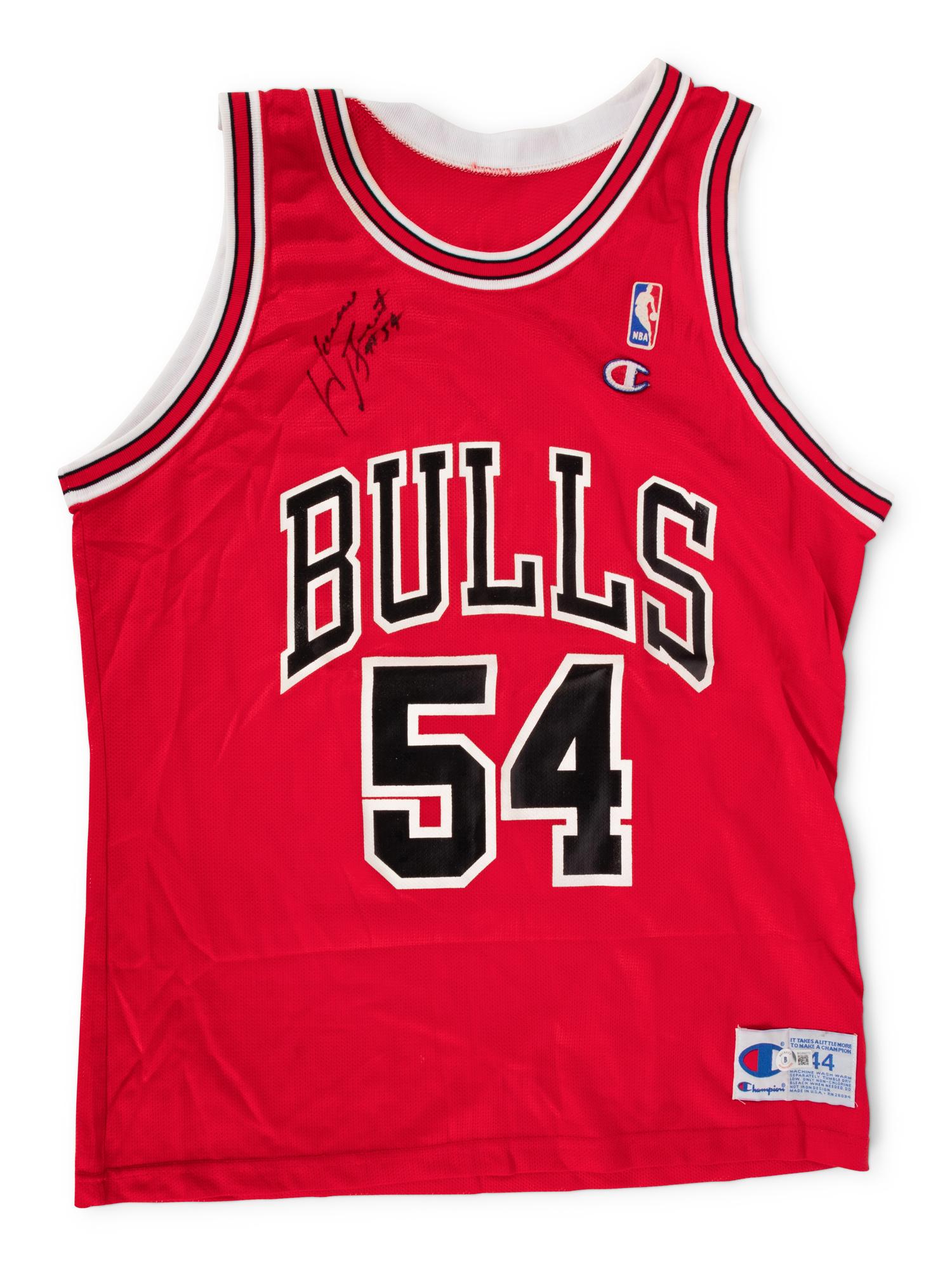 A Group of Assorted Chicago Bulls Signed Autograph Vintage Shirts (Beckett Authentication Services BAS Certified),