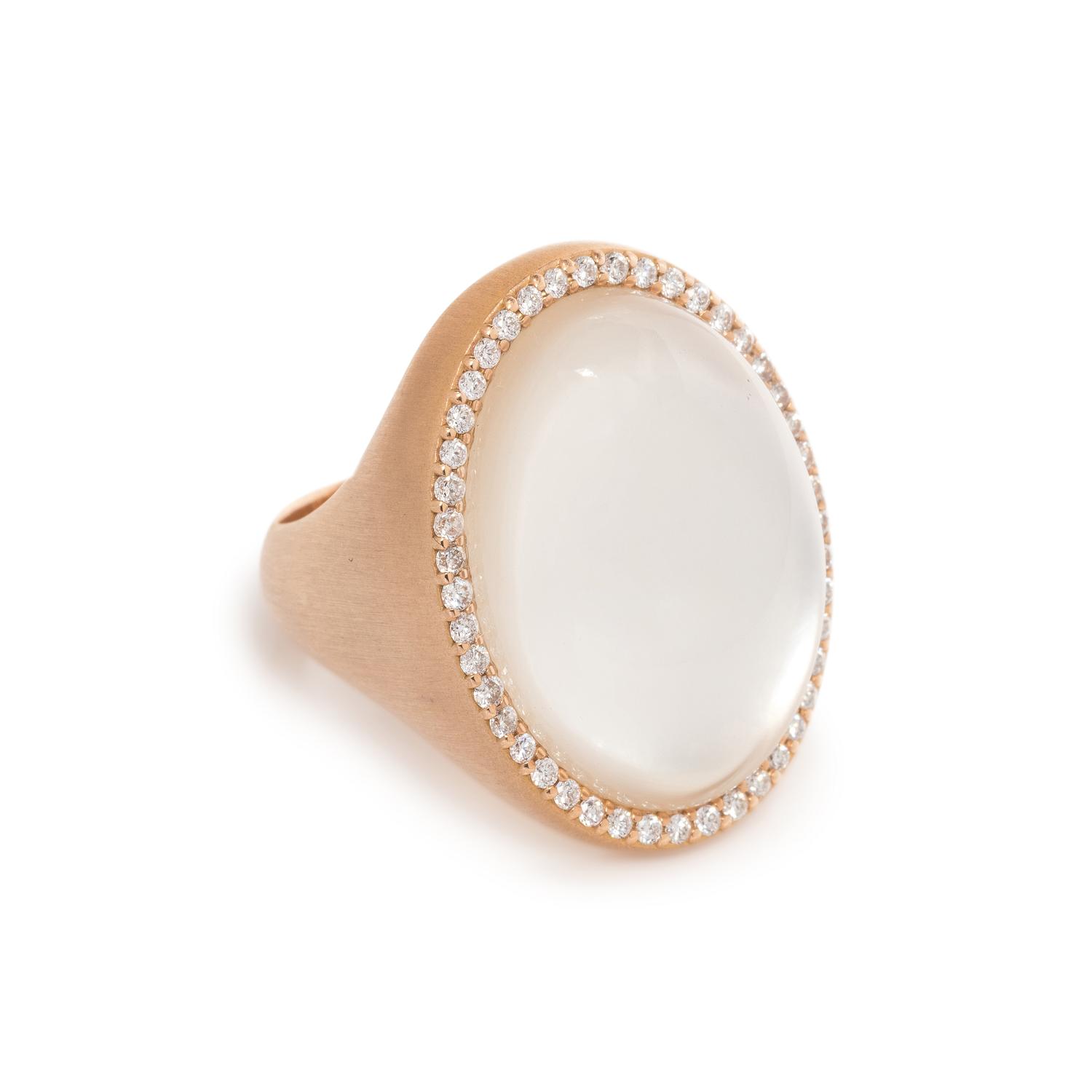 ROBERTO COIN, MOONSTONE AND DIAMOND RING