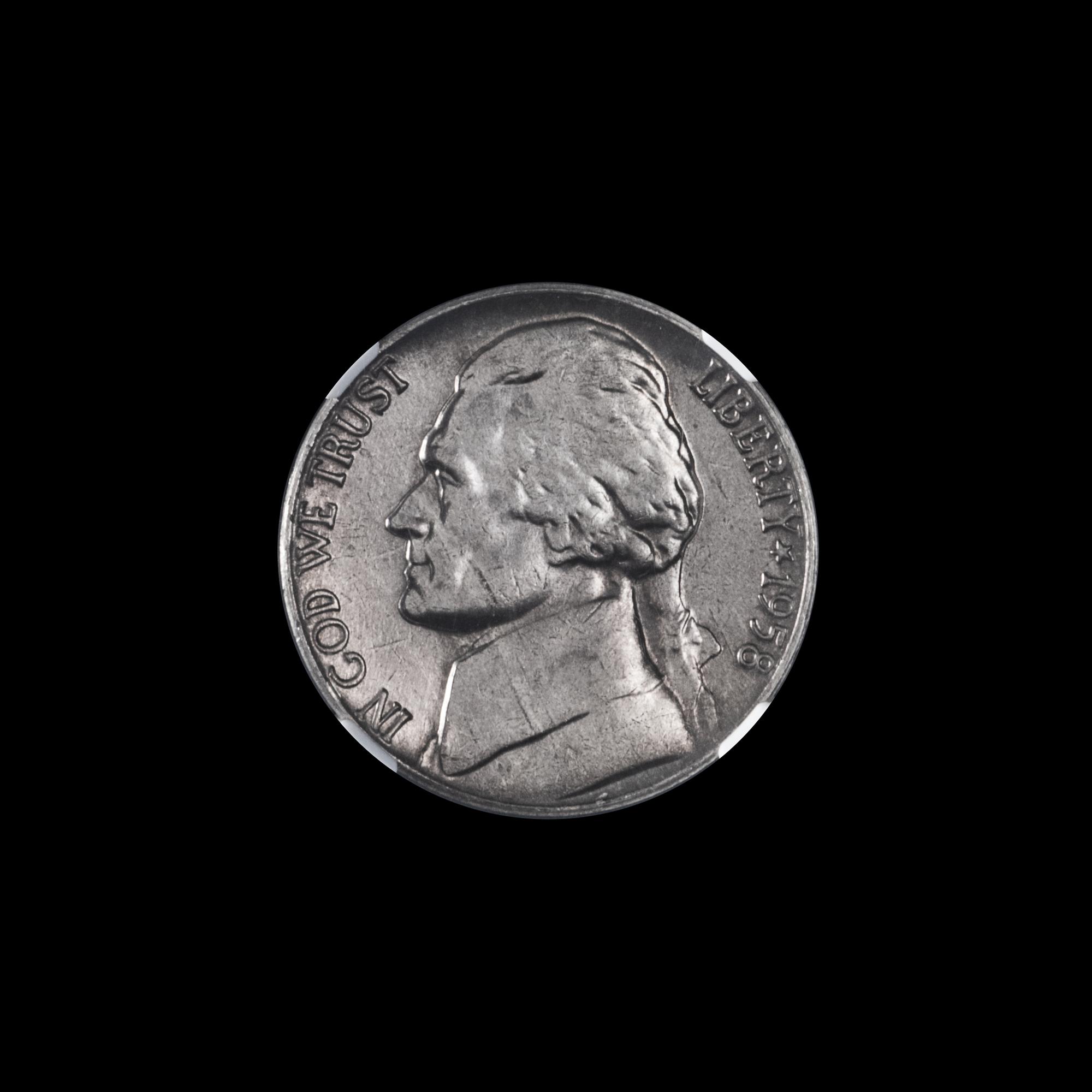 A United States 1958 Jefferson 5c Coin — NGC GRADED MS65 5FS