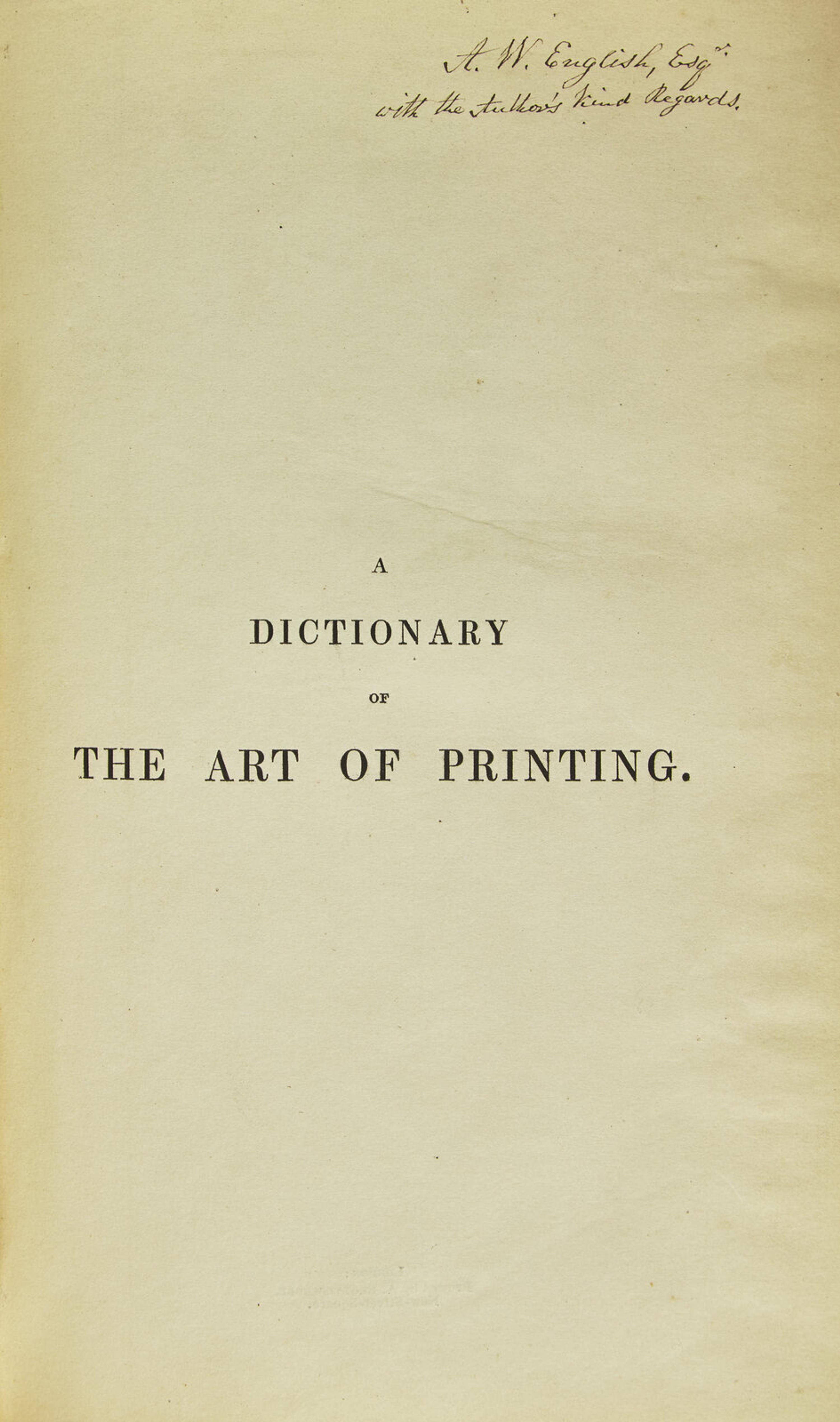 [Printing] Savage, William. A Dictionary of the Art of Printing
