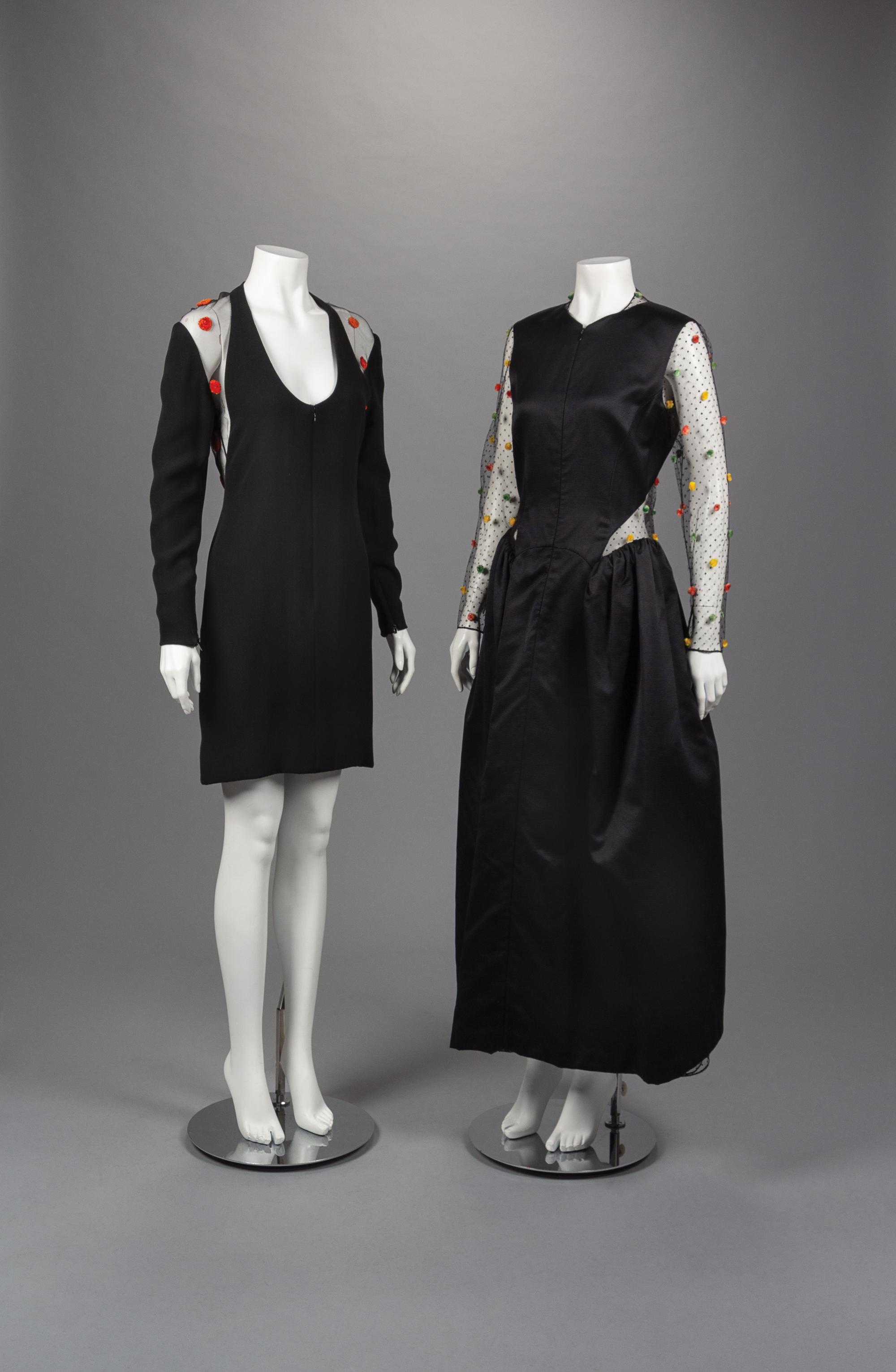 Two Geoffrey Beene Dresses with Chenille Detail, Fall 1989