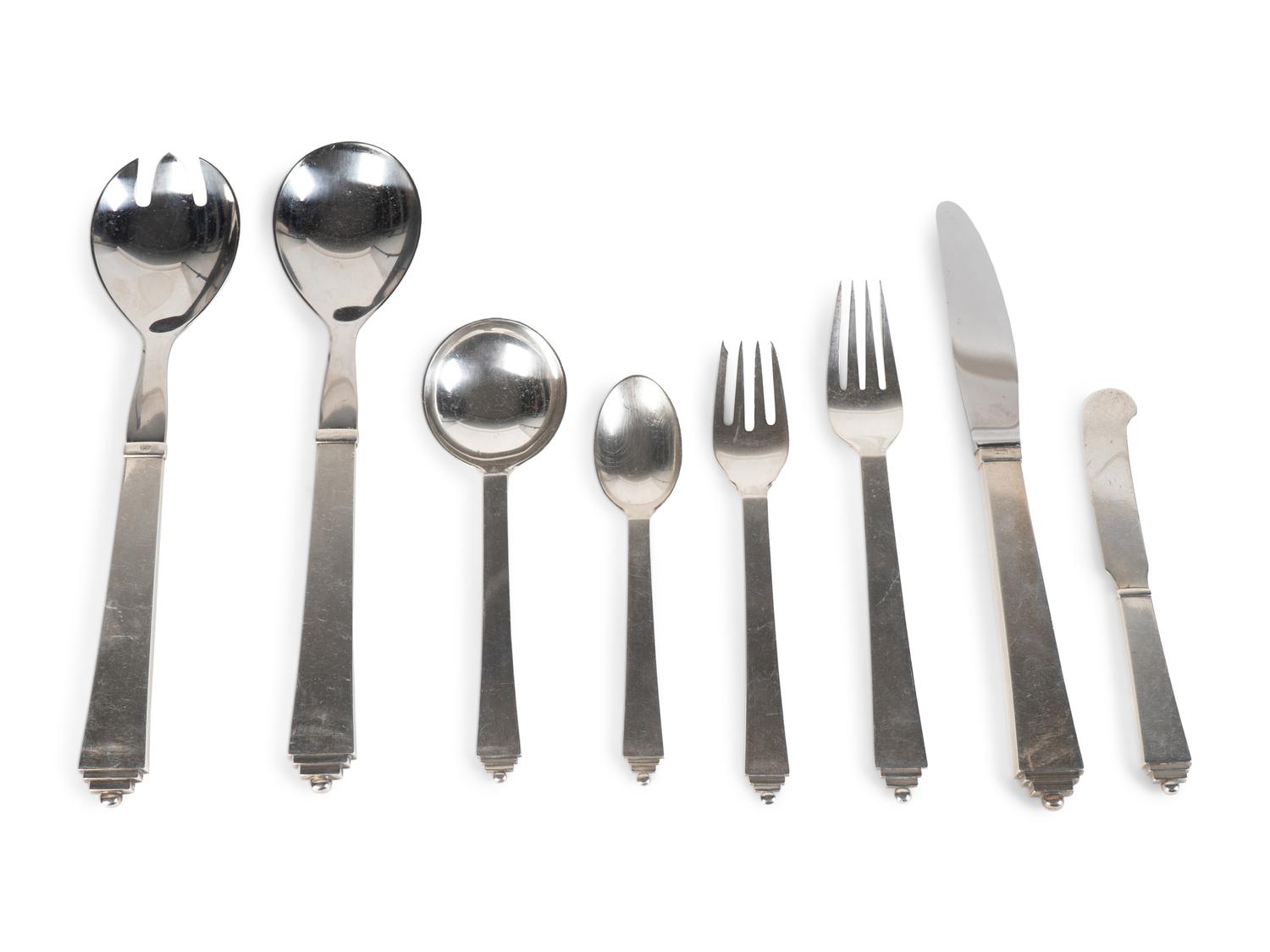 A Georg Jensen Silver Partial Flatware Service — 20TH CENTURY
