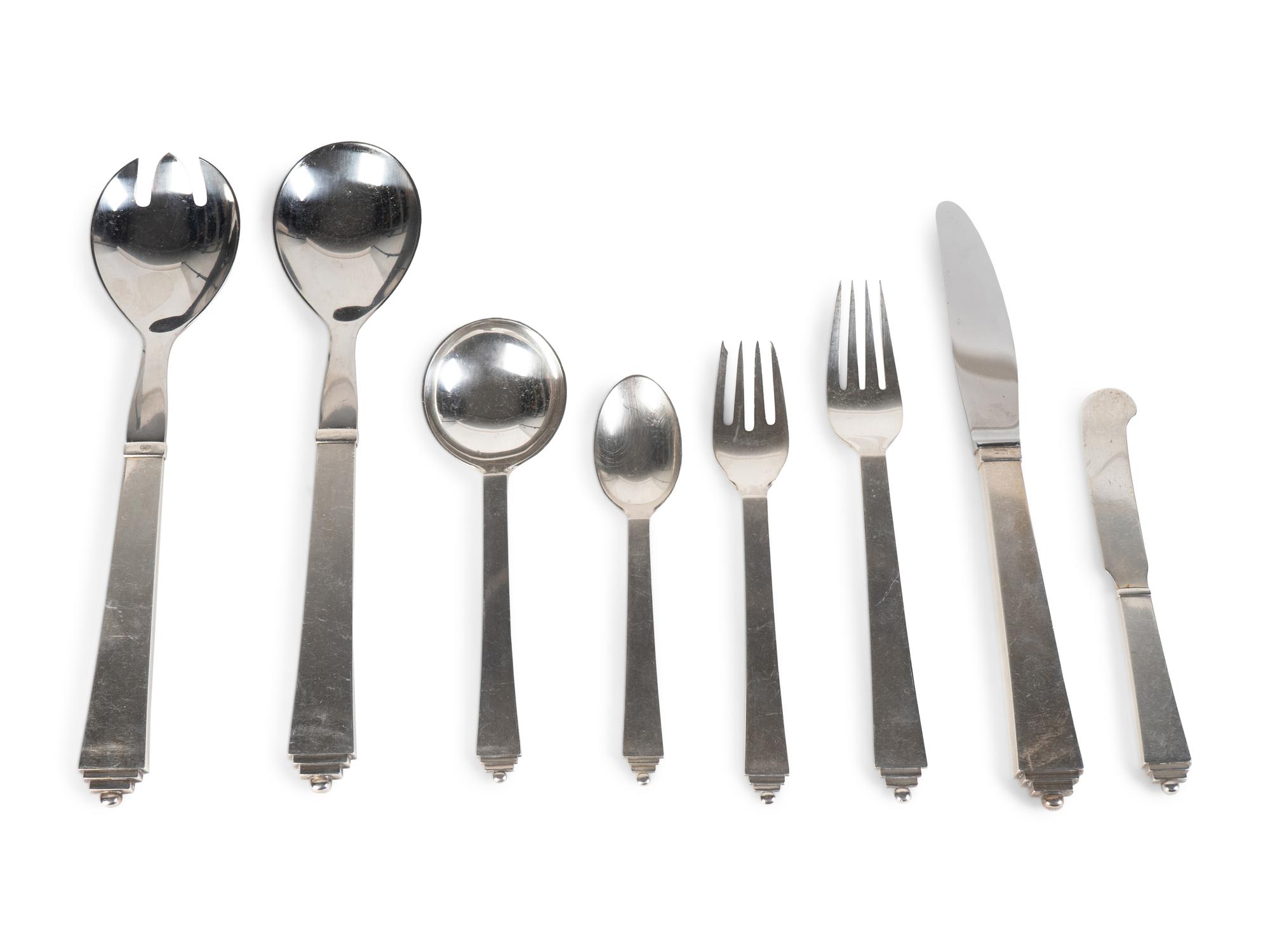 A Georg Jensen Silver Partial Flatware Service — 20TH CENTURY