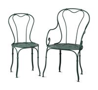 A Pair of Painted Metal Zodiac Patio Tables and Chairs