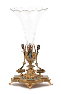 A Napoleon III Gilt Bronze and Champleve Enamel Glass Centerpiece — ALPHONSE GIROUX, PARIS, 19TH CENTURY