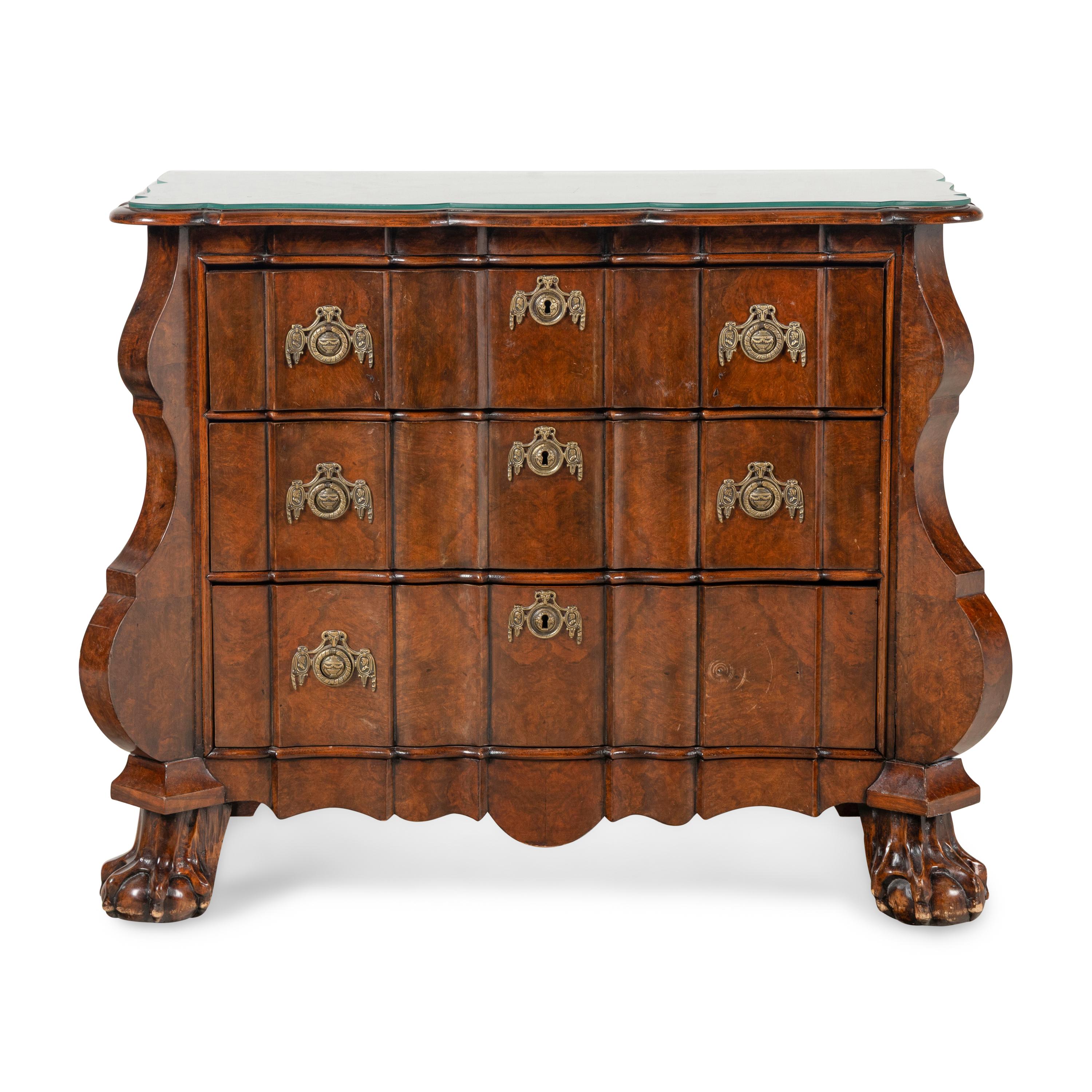 A Dutch Mahogany Serpentine-Front Chest of Drawer
