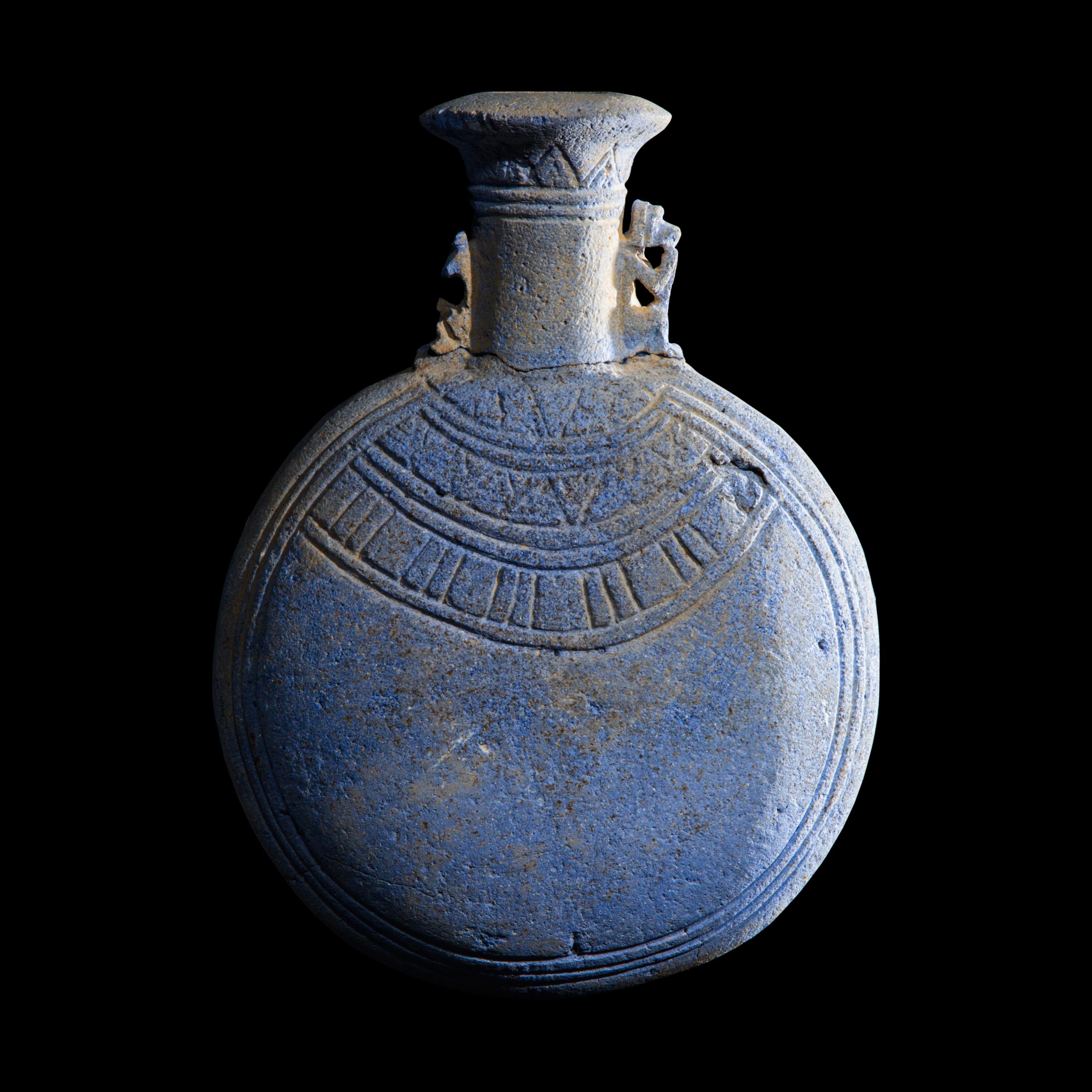 An Egyptian Blue Frit "New Year" Flask
