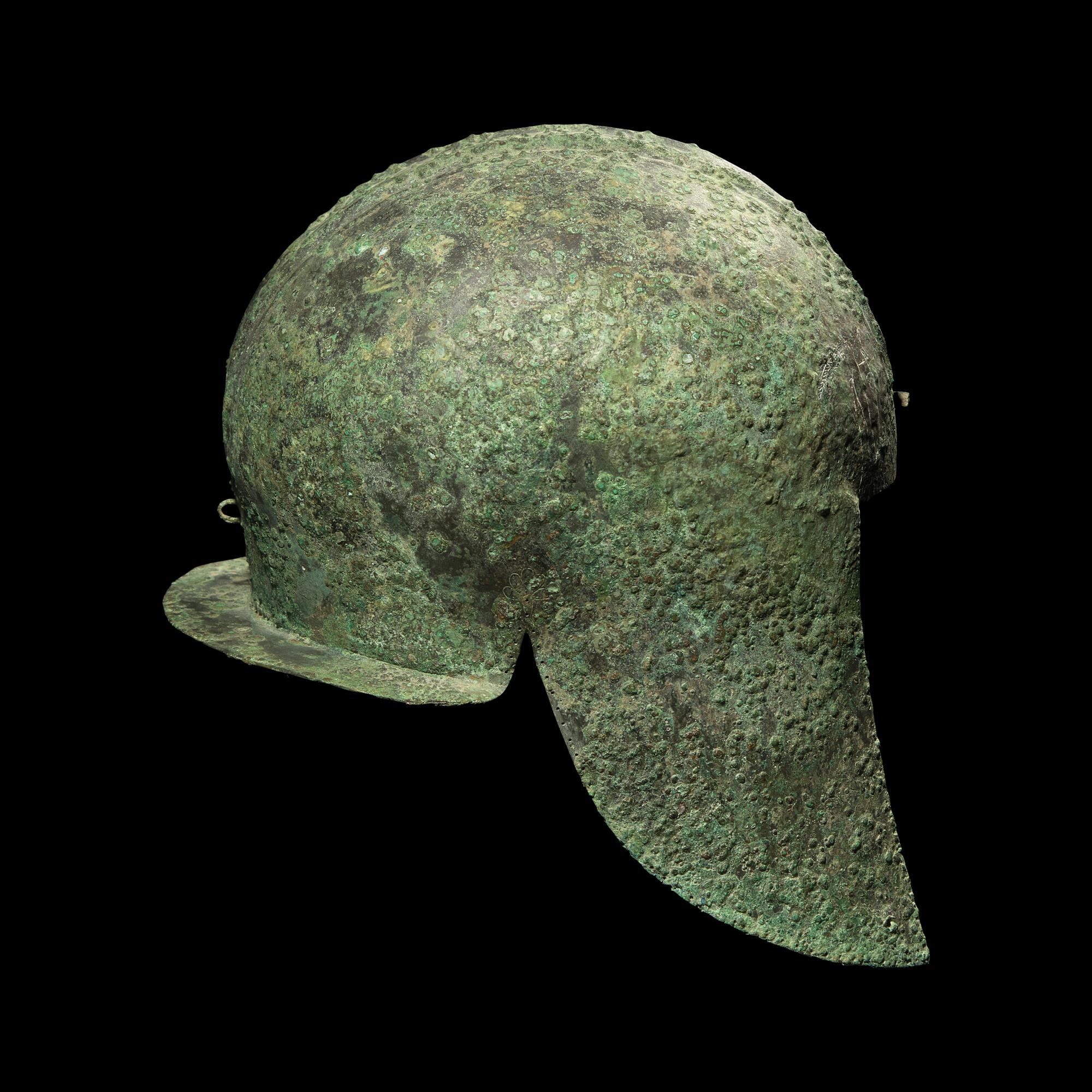 An Illyrian Bronze Helmet Incised with Two Horse Heads