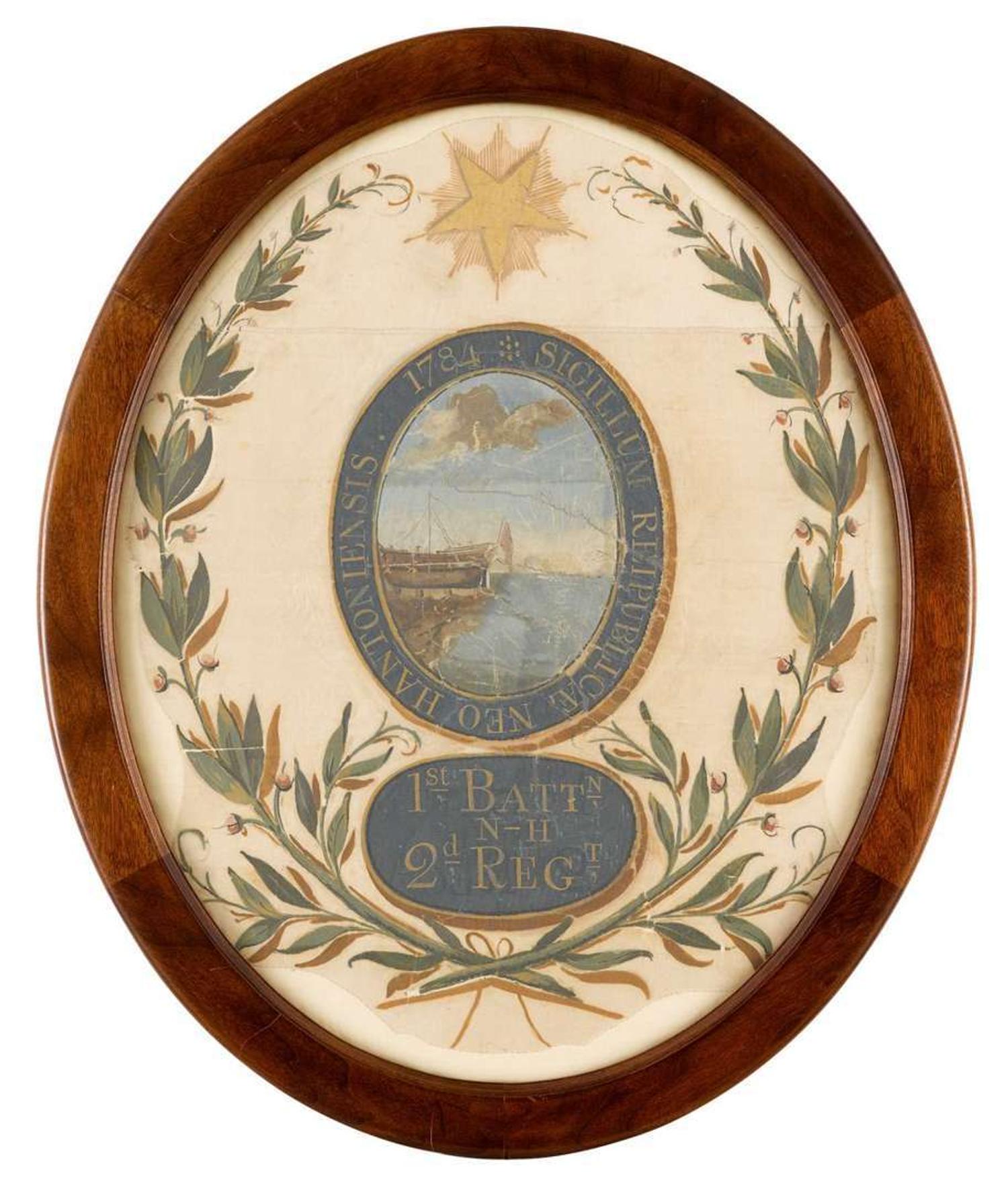 Centerpiece of the 1st Battalion, 2nd New Hampshire Regiment Color late 18th century