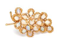 A Yellow Gold, Opal and Diamond Pendant/Brooch,