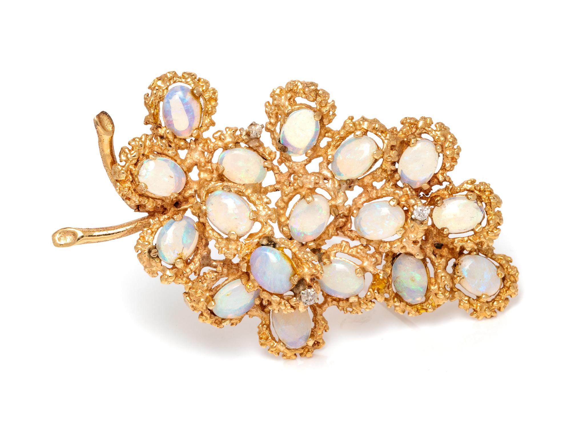 A Yellow Gold, Opal and Diamond Pendant/Brooch,