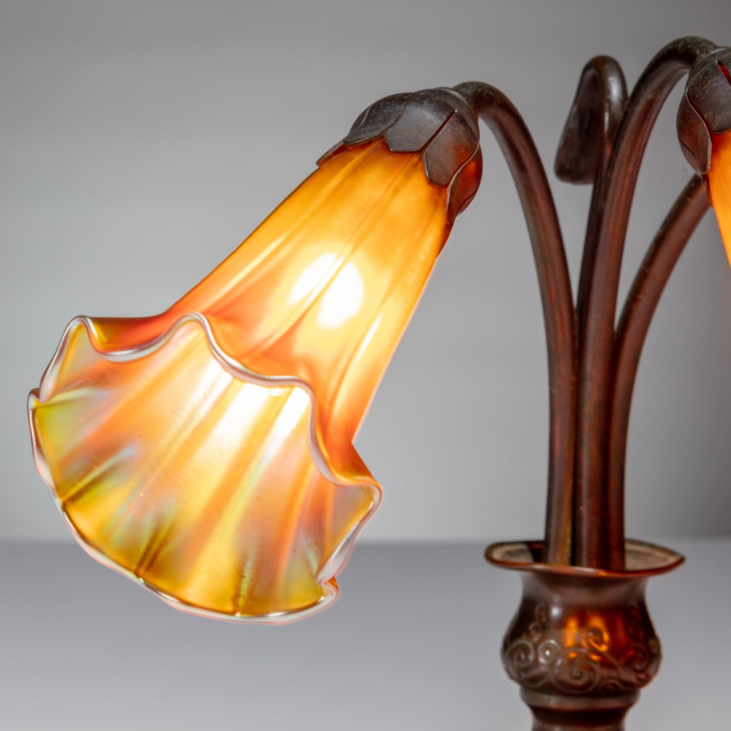 Tiffany Studios New York (American, 1892–1930) — Three-Shade Lily Lamp